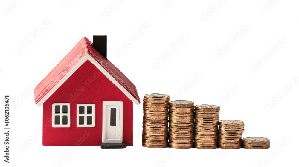 Growing Wealth with Stacks of Coins and a House Model Growing Wealth with Stacks of Coins and a House Model