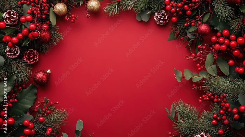 Flat lay Christmas arrangement with copy space Flat lay Christmas arrangement with copy space