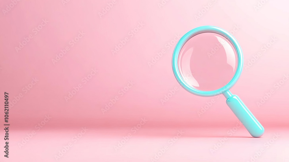 Clean floating search bar, small magnifying glass, empty background, 3D illustration Clean floating search bar, small magnifying glass, empty background, 3D illustration