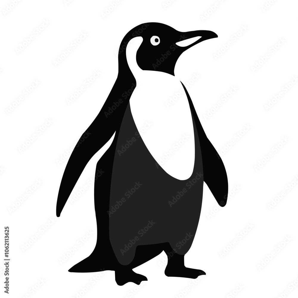 Fototapeta premium Penguin Silhouette Black and White Monochrome Vector Illustration
