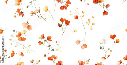 Watercolor autumn colors fall flowers isolated on white background