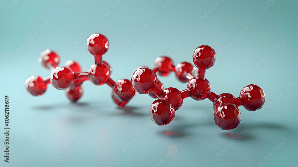 Red Molecular Structure 3D Illustration Red Molecular Structure 3D Illustration