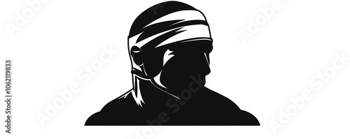 Black silhouette logo of wrestling headgear.