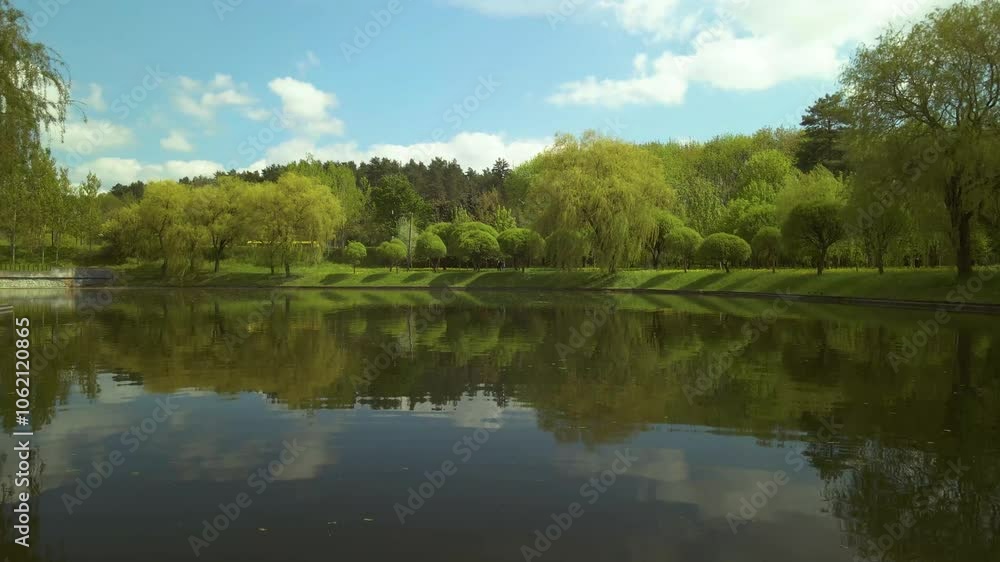 Aerial drone view of the river and green forests, landscape on a summer day Aerial drone view of the river and green forests, landscape on a summer day
