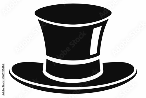 Top hat vector icon, Top hat silhouette, Classic retro top hat vector illustration