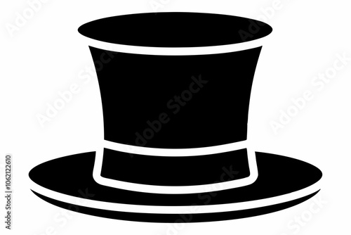 Top hat vector icon, Top hat silhouette, Classic retro top hat vector illustration