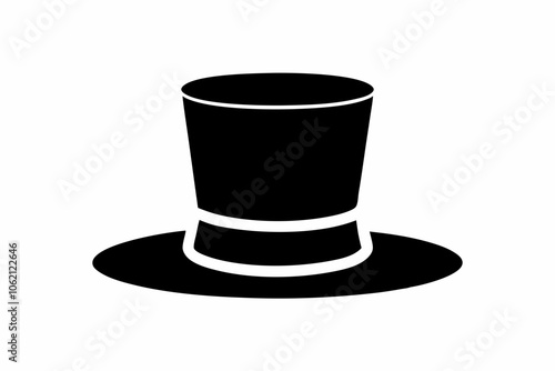 Top hat vector icon, Top hat silhouette, Classic retro top hat vector illustration