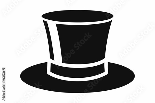 Top hat vector icon, Top hat silhouette, Classic retro top hat vector illustration