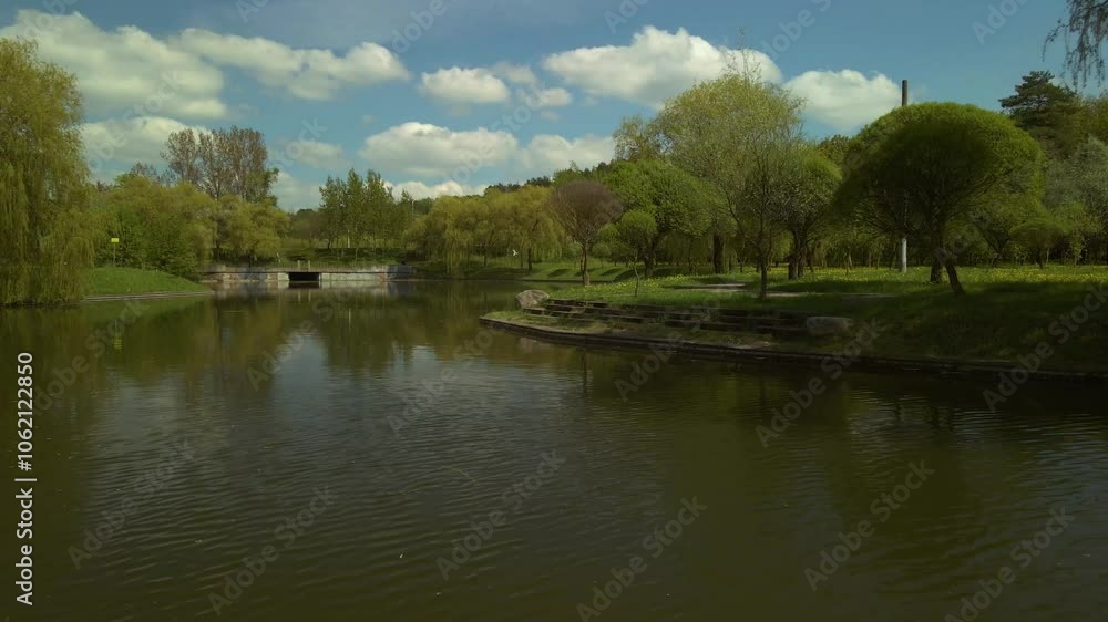 Video, lake landscape, water waves and rocky shore Video, lake landscape, water waves and rocky shore
