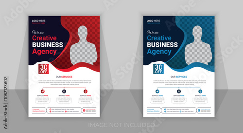 a4 flyer template of 2 templates in different colors, modern business flyer template, creative design, IT company flyer and editable vector template design