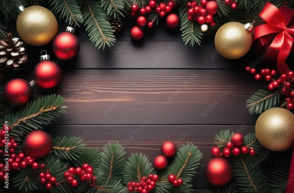 elegant Christmas decorations with gold and white ornaments on wooden background elegant Christmas decorations with gold and white ornaments on wooden background