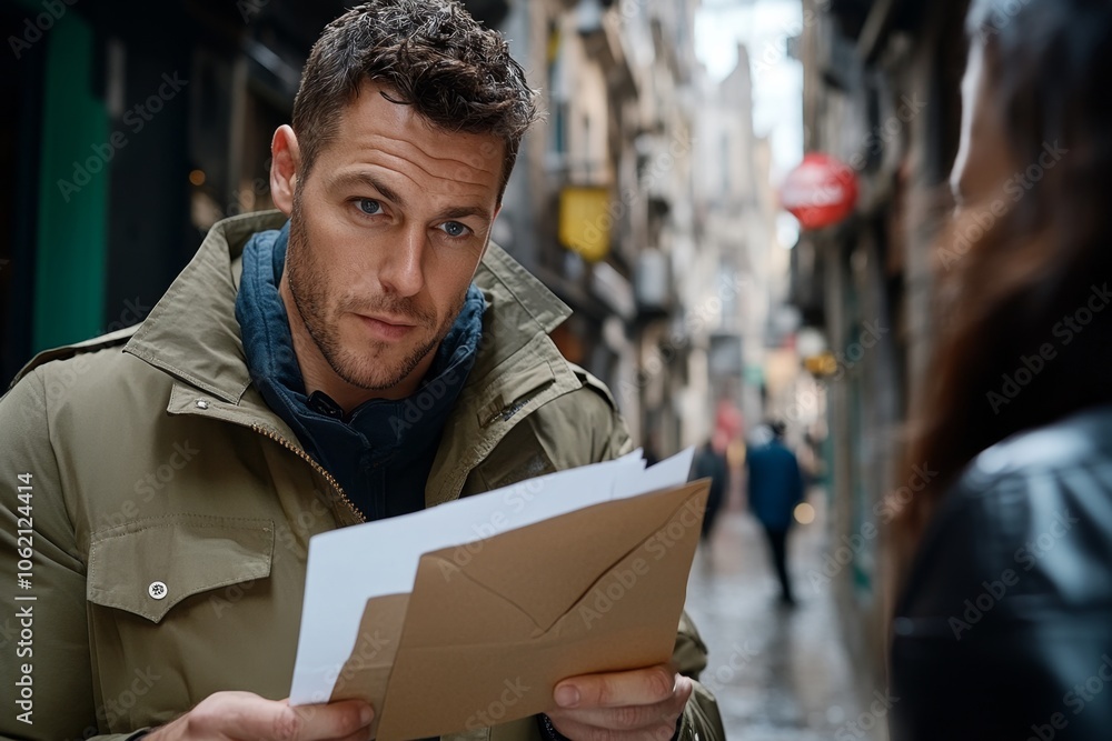 Person in a trench coat accepting a brown envelope in an alley, capturing the clandestine and morally gray nature of a bribe, symbolizing secrecy and ethics Person in a trench coat accepting a brown envelope in an alley, capturing the clandestine and morally gray nature of a bribe, symbolizing secrecy and ethics