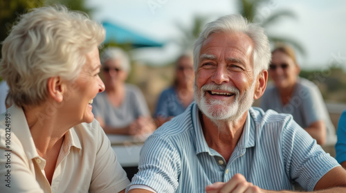 Joyful Senior Moment on a Beautiful Beach Vacation: Sun-Kissed Memories, Relaxation, and Laughter by the Sea