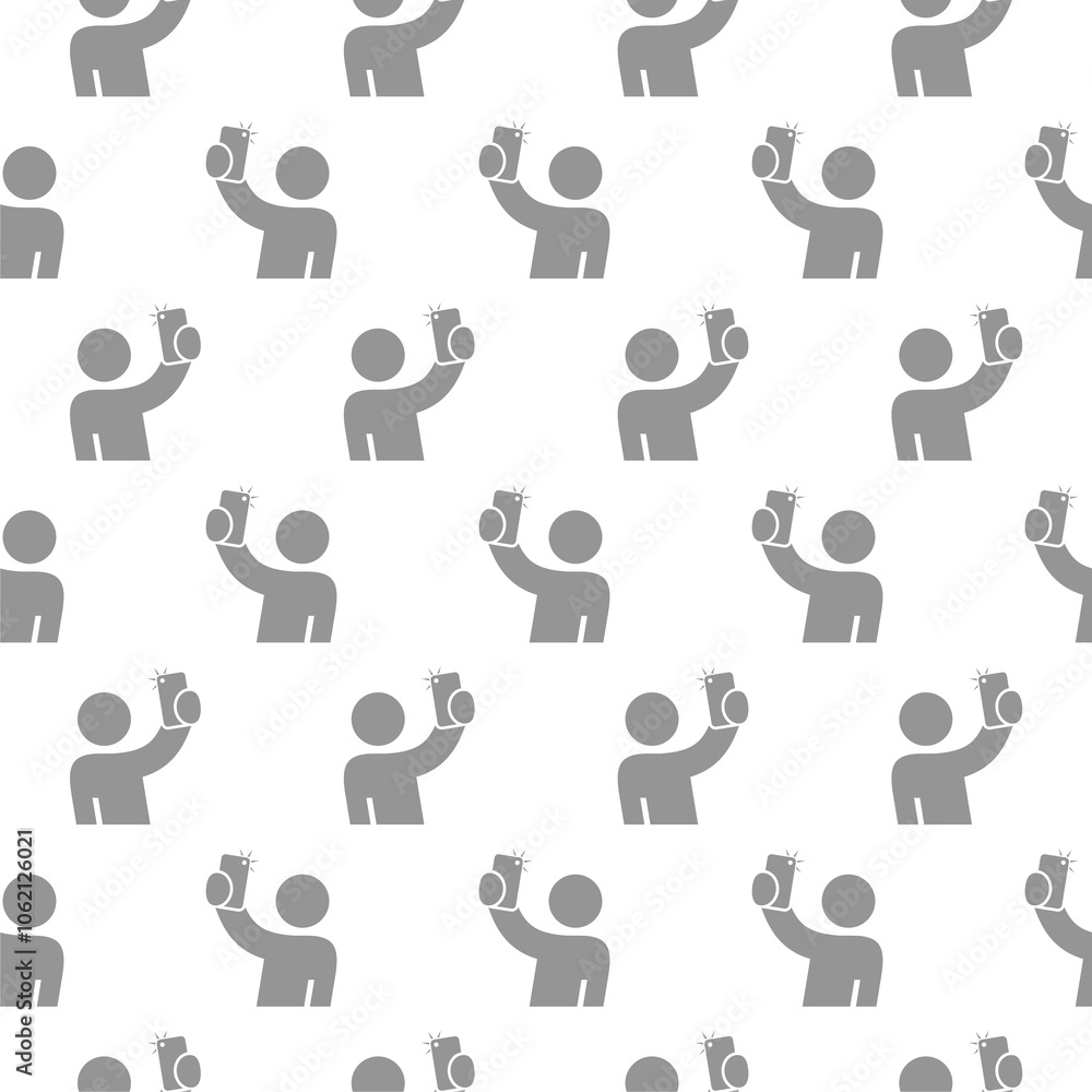 Selfie Icon pattern seamless isolated on white background Selfie Icon pattern seamless isolated on white background