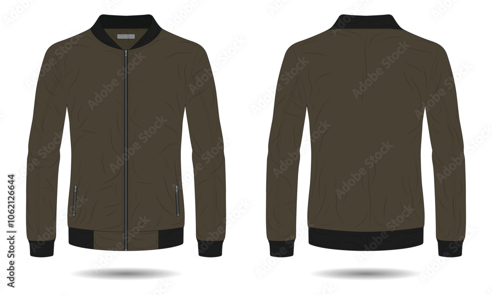 Brown bomber jacket mockup front and back view Brown bomber jacket mockup front and back view