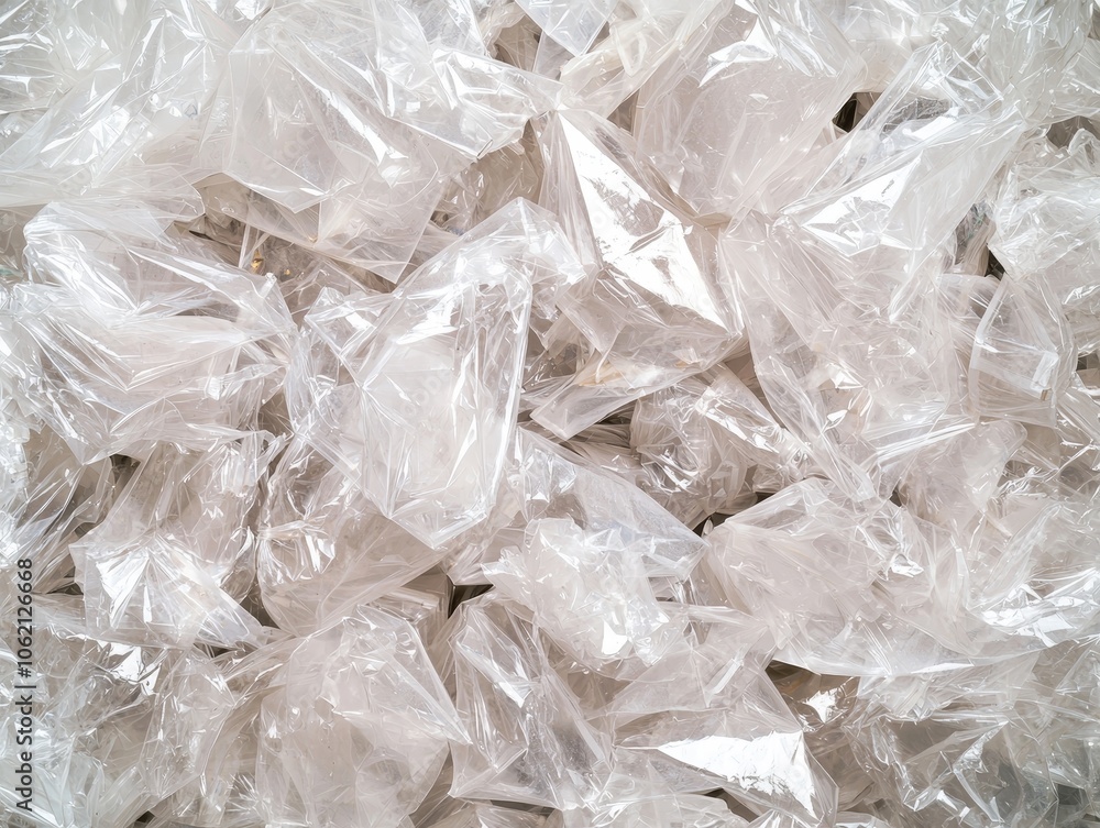 Obraz premium Translucent Plastic Bag Abstraction Chaotic Symmetry in White Environmental Impact Minimalist Concept