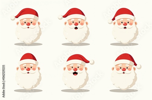 Santa Claus Icons in Red Suit, Christmas Pattern for New Year Card