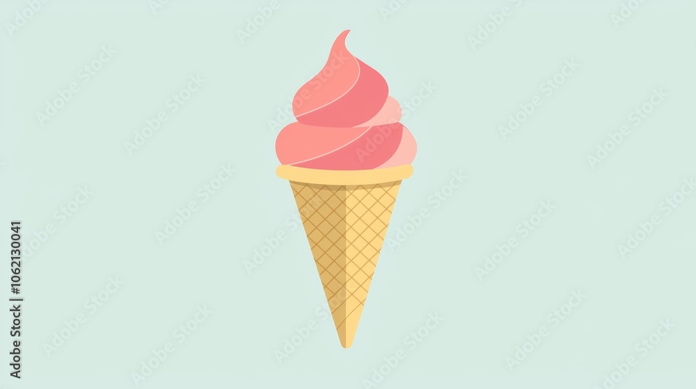 Ice cream cone in flat illustration style, representing sweet treats and dessert indulgence. Ice cream cone in flat illustration style, representing sweet treats and dessert indulgence.