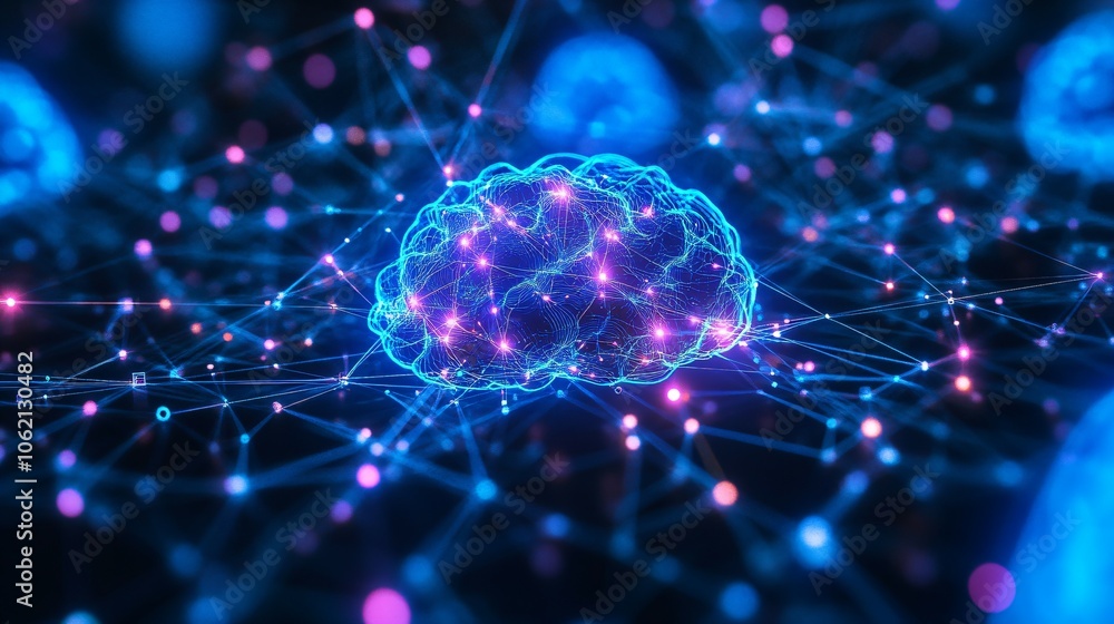 AI neural network with neon circuitry glowing in blue and purple tones, futuristic and tech-forward AI neural network with neon circuitry glowing in blue and purple tones, futuristic and tech-forward