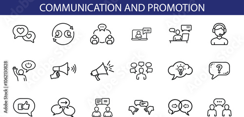 Communication and Promotion Icons Set Design