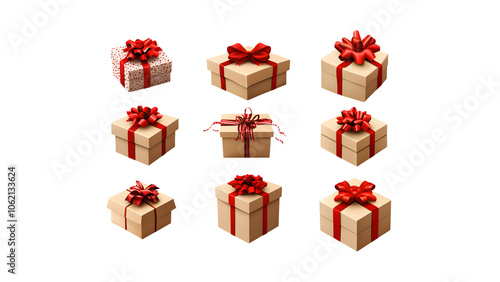 Set of gifts box. Collection realistic vector gift presents. Christmas golden and silver gifts.
