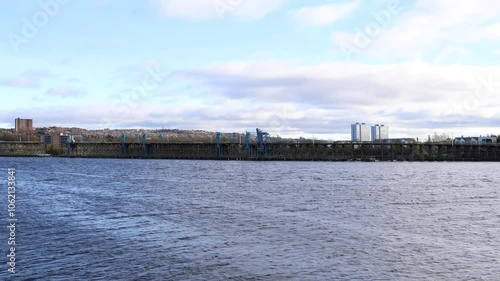 Gateshead UK: 29th Oct 2024: Dunston Staiths view from Newcastle side of the River Tyne on a sunny autumn day photo