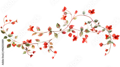 Elegant Hand-Painted Watercolour Floral Border Design - Beautiful Flower and Leaf Pattern for Wall Decor, Invitations, and Crafts
