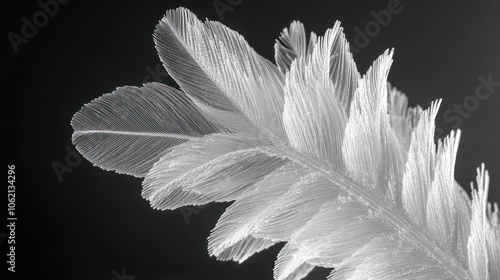 Close-up of a White Feather with Detailed Texture photo