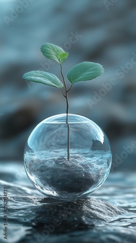 Wallpaper Mural A delicate sprout growing in a crystal-clear globe, symbolizing nature's resilience and the beauty of growth. Torontodigital.ca