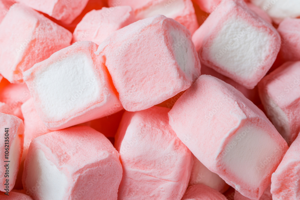 Colorful marshmallows stacked together in a close-up view Colorful marshmallows stacked together in a close-up view
