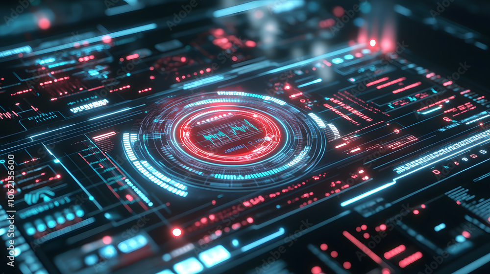 Futuristic interface displaying data analysis and monitoring systems Futuristic interface displaying data analysis and monitoring systems