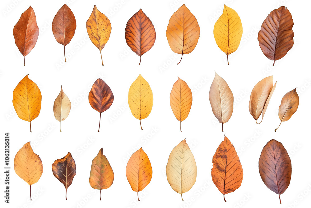 Obraz premium Autumn leaves falling isolated on transparent or white background,PNG