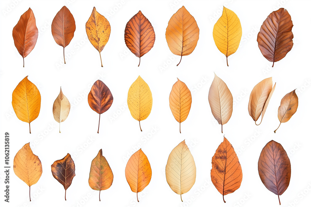 Fototapeta premium Autumn leaves falling isolated on transparent or white background,PNG
