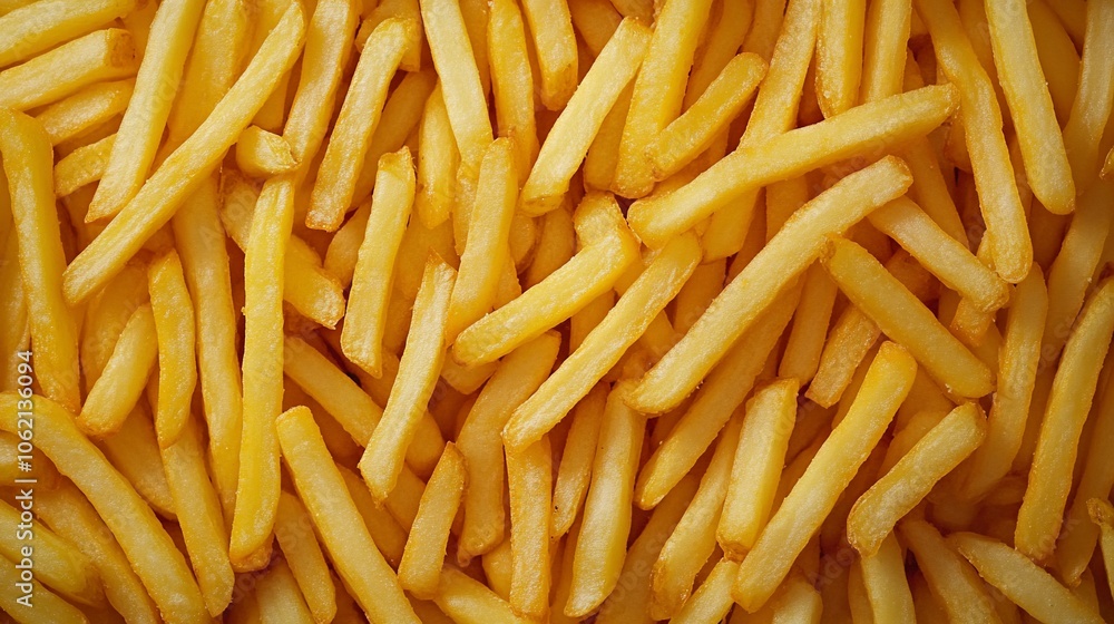 A close-up image of golden french fries. A close-up image of golden french fries.