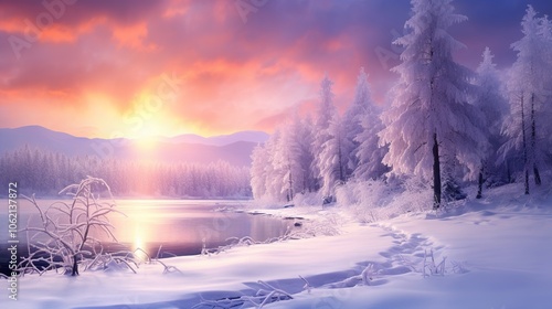 Snowy and beautiful winter light background