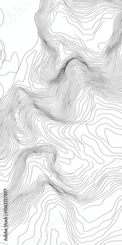 A black and white drawing of a mountain range with a wave pattern. The image has a sense of movement and energy, as if the mountains are constantly shifting and changing. Scene is one of awe