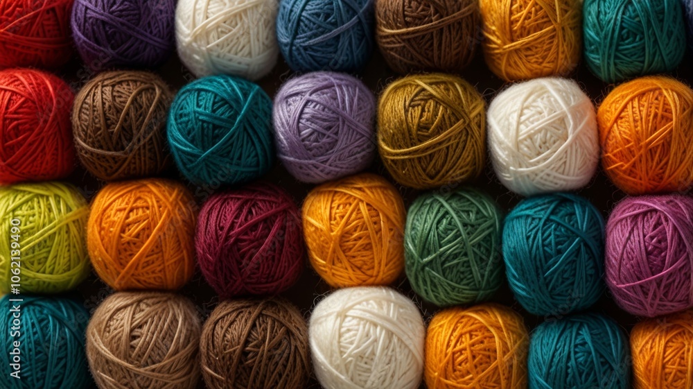 A Colorful Collection of Yarn Balls in Different Colors for Crafts and Knitting A Colorful Collection of Yarn Balls in Different Colors for Crafts and Knitting