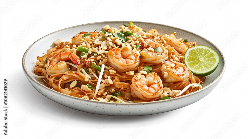 Delicious Pad Thai Noodles with Shrimp, Peanuts and Lime Delicious Pad Thai Noodles with Shrimp, Peanuts and Lime