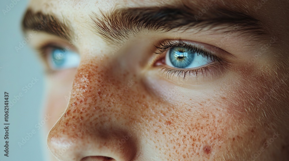 Close-up acne on teenage white man face Close-up acne on teenage white man face