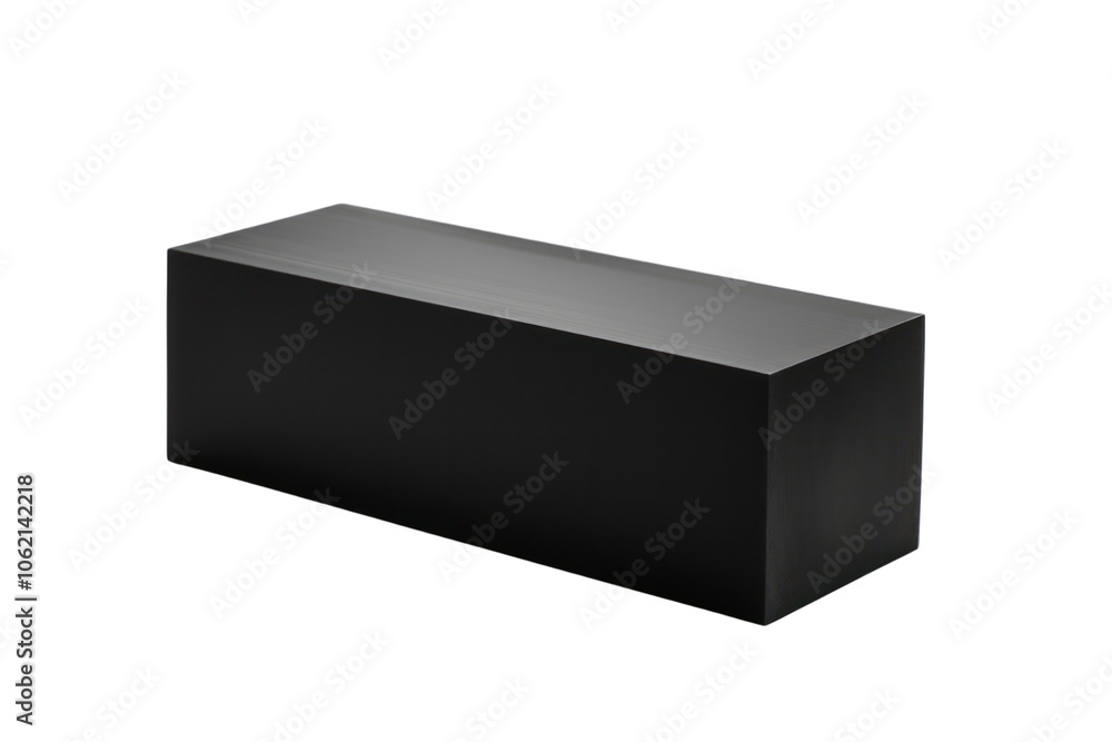 Fototapeta premium A solid rectangular block of black paint with sharp edges isolated on white background