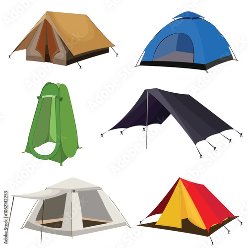Tents isolated on white background. Tents and Tarps.
