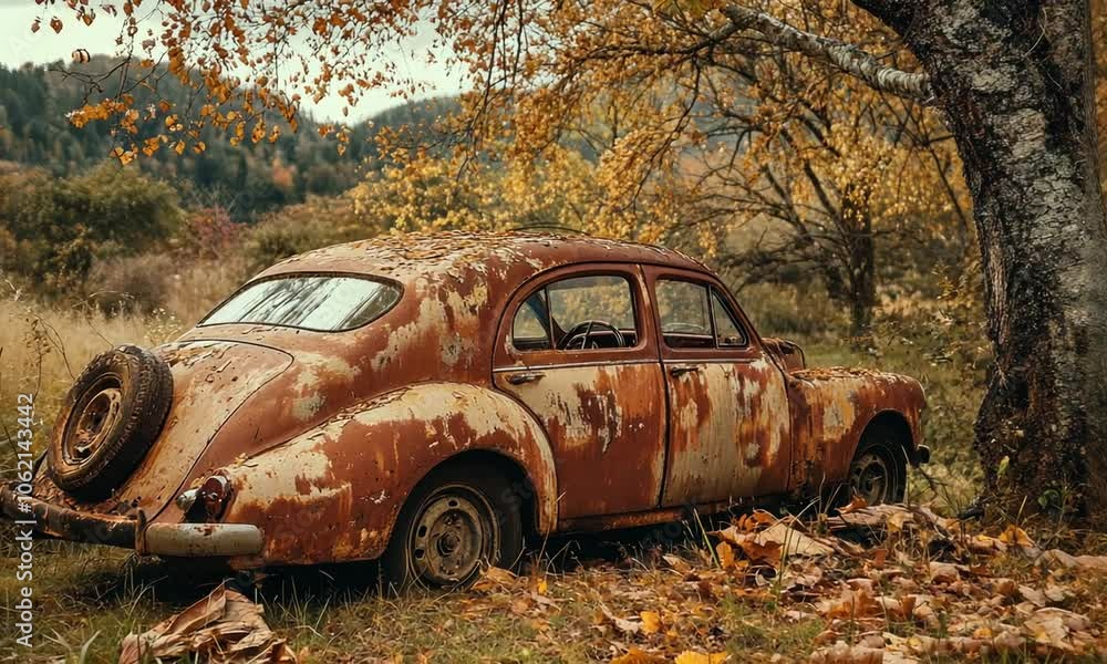 Rusty Car in a Forest Rusty Car in a Forest