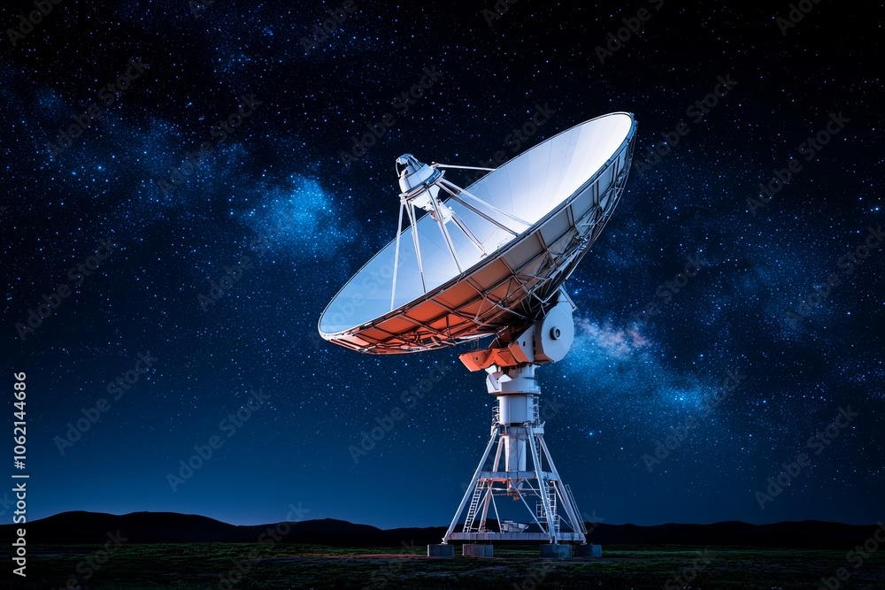 Under the Milky Way, a Very Large Array satellite dish was installed Under the Milky Way, a Very Large Array satellite dish was installed