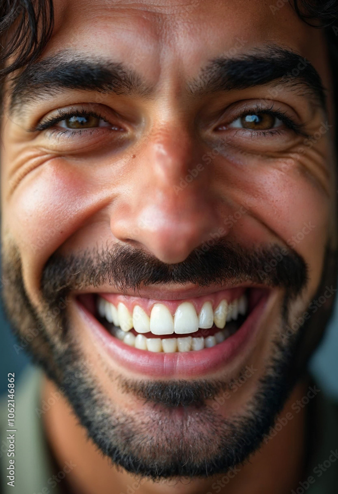 A close-up of a man’s smile highlights his warmth and positivity, showcasing texture and confidence.
A close-up of a man’s smile highlights his warmth and positivity, showcasing texture and confidence.
