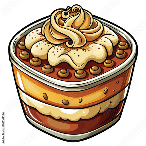 Tiramisu vector and illustration isolated on white background.