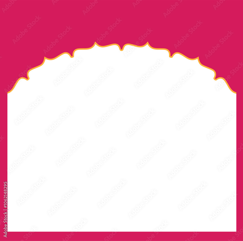 Decorative Arch Frame Design with Pink and Gold Border. The frame has an intricate, ornamental style, making it ideal for use in invitations, greeting cards, festive banners, or any digital projects Decorative Arch Frame Design with Pink and Gold Border. The frame has an intricate, ornamental style, making it ideal for use in invitations, greeting cards, festive banners, or any digital projects