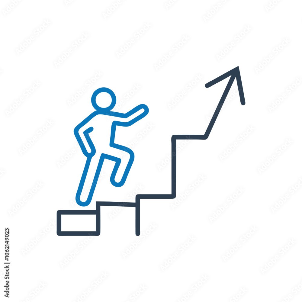 Person climbing a career path icon Person climbing a career path icon