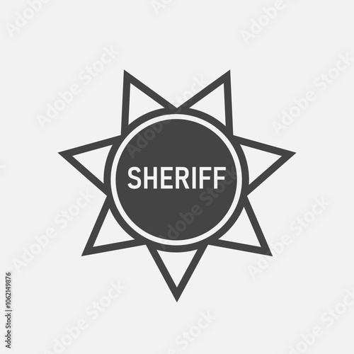 Sheriff Star Badge. 7 seven pointed star old american emblem. Marshal insignia. Vector illustration
