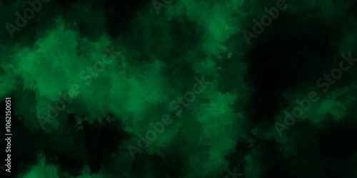 Blue powder dust smoke on black background,  Dark clouds contrast with bright center,  Abstract green smoke levitation with lighting, Atmospheric and mystic green smoke background.