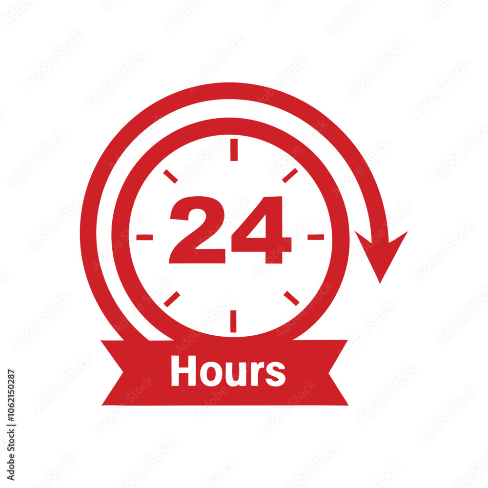 Fototapeta premium 24 Hours Service Vector Icon Design.